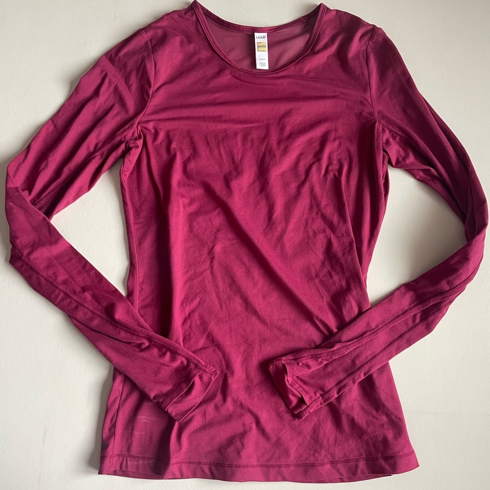 💚3/$15💚 LOLE XS raspberry pink purple mesh long sleeve activewear shirt